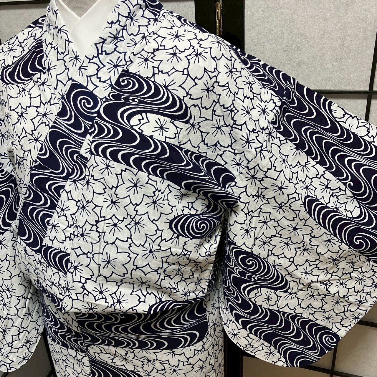［9432］浴衣 桜流水文様 ゆかた レディース リメイク 綿