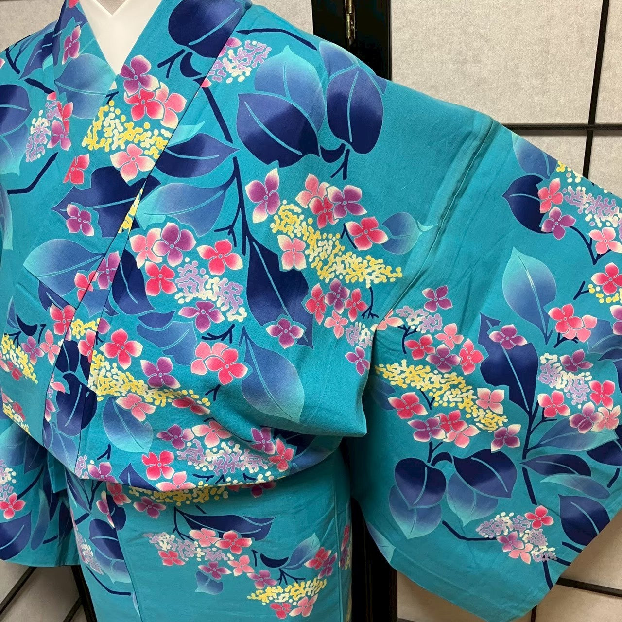 ［9077］浴衣 草花文様 ゆかた レディース 綿 リメイク