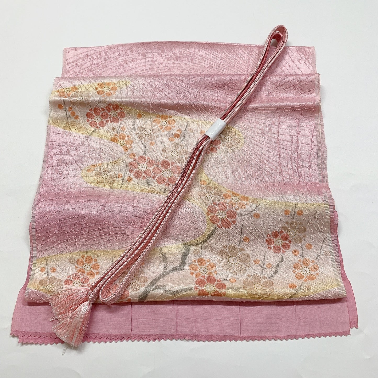 ［8636］帯締め 帯揚げ セット 草花地紋 正絹 着物 帯絞め
