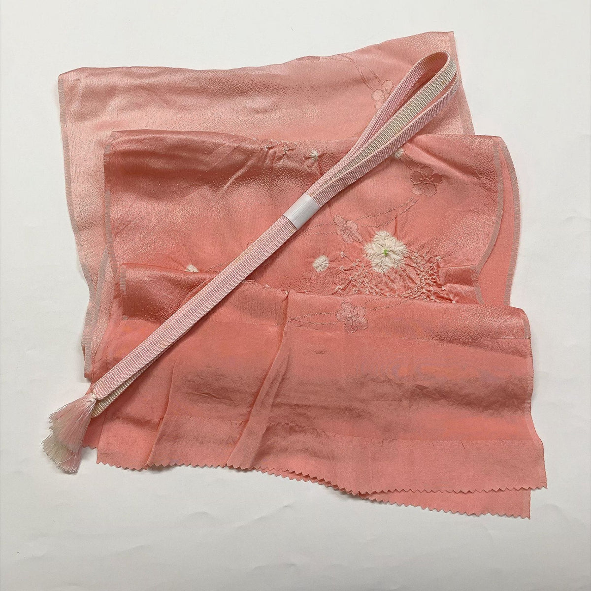 ［9893］帯締め 帯揚げ セット 草花流水文様 絞り 正絹 着物 帯絞め