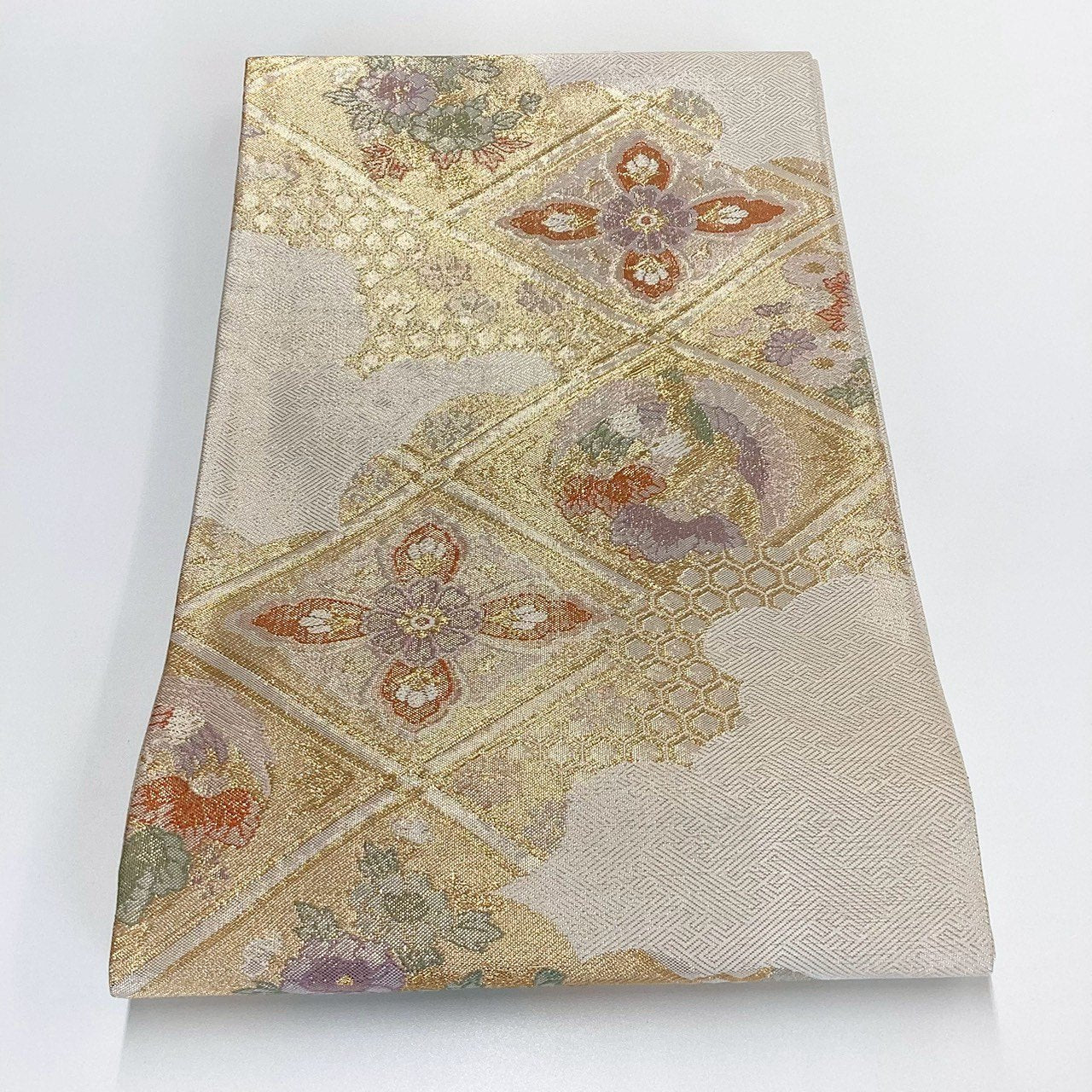 ［8878］袋帯 花菱鳳凰文様 金彩 六通 正絹 着物 フォーマル
