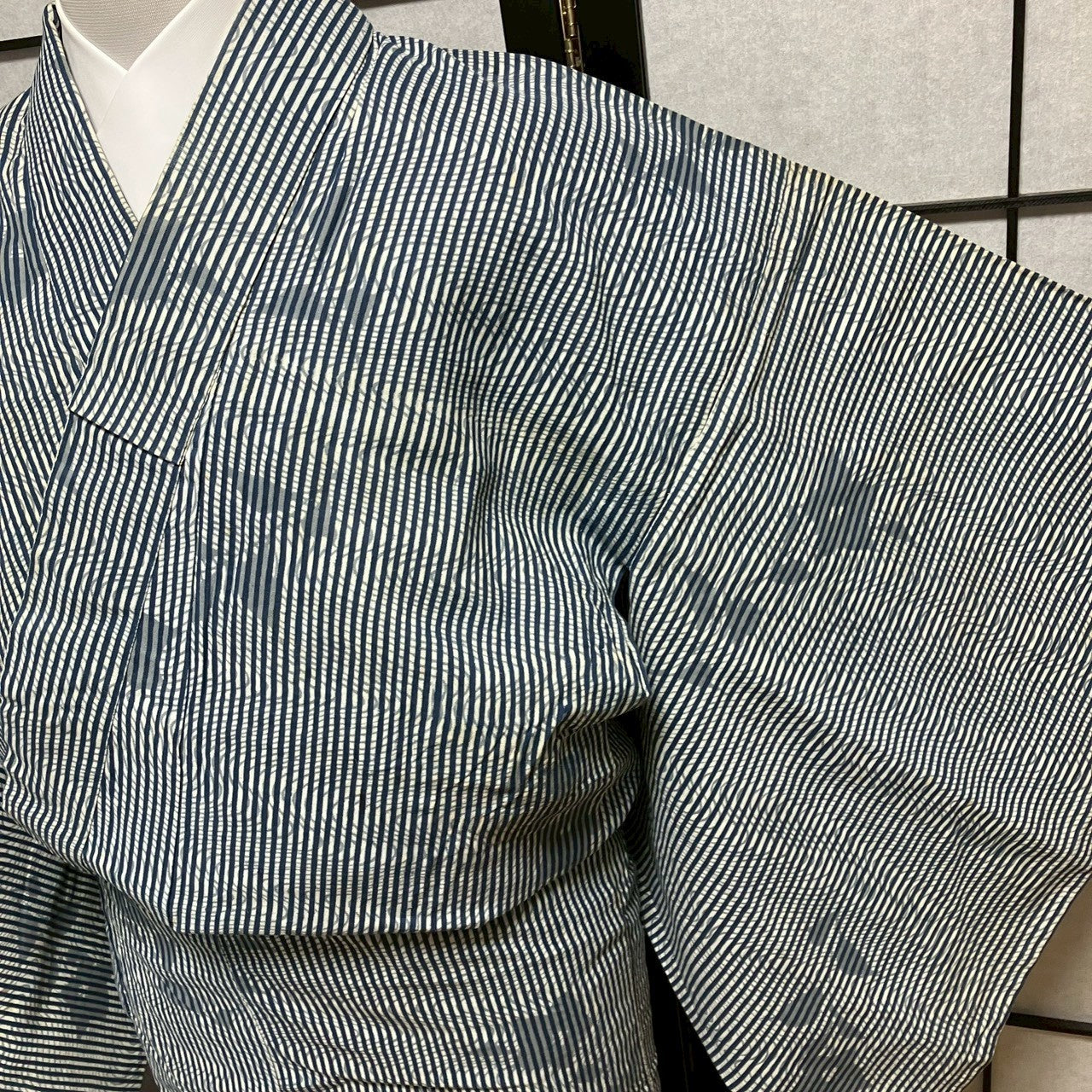 ［9095］浴衣 草花流水縞帳文様 ゆかた レディース 綿 リメイク