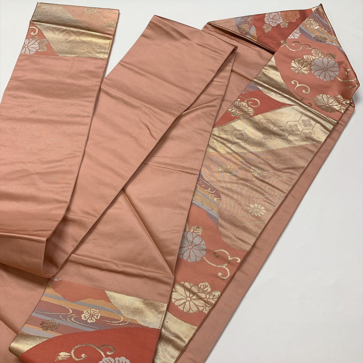［9318］名古屋帯 草花吉祥文様 金彩 九寸 正絹 着物