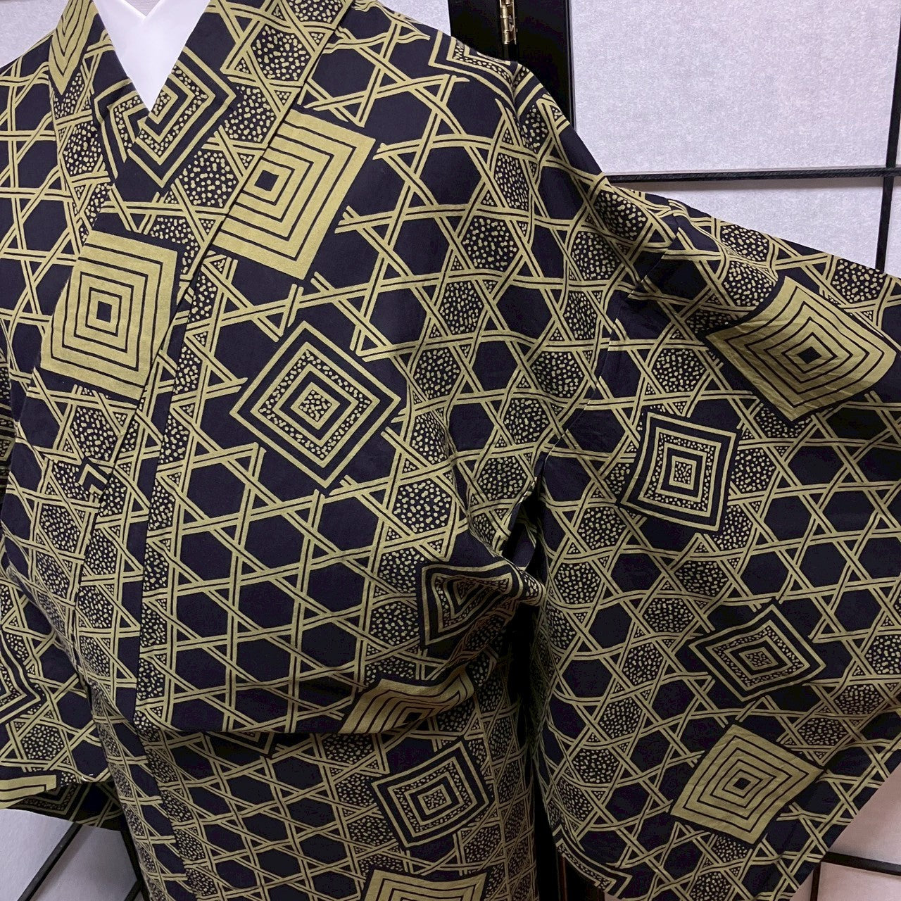 ［9164］浴衣 美品 色紙籬文様 ゆかた レディース 綿 リメイク