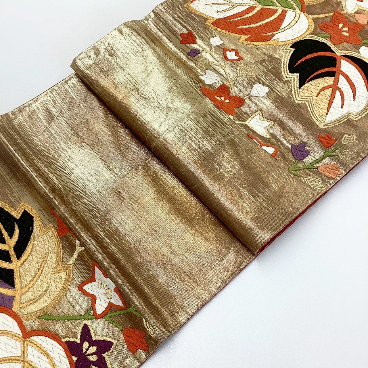 ［8811］袋帯 桐花文様 刺繍 金糸 六通 正絹 着物 フォーマル