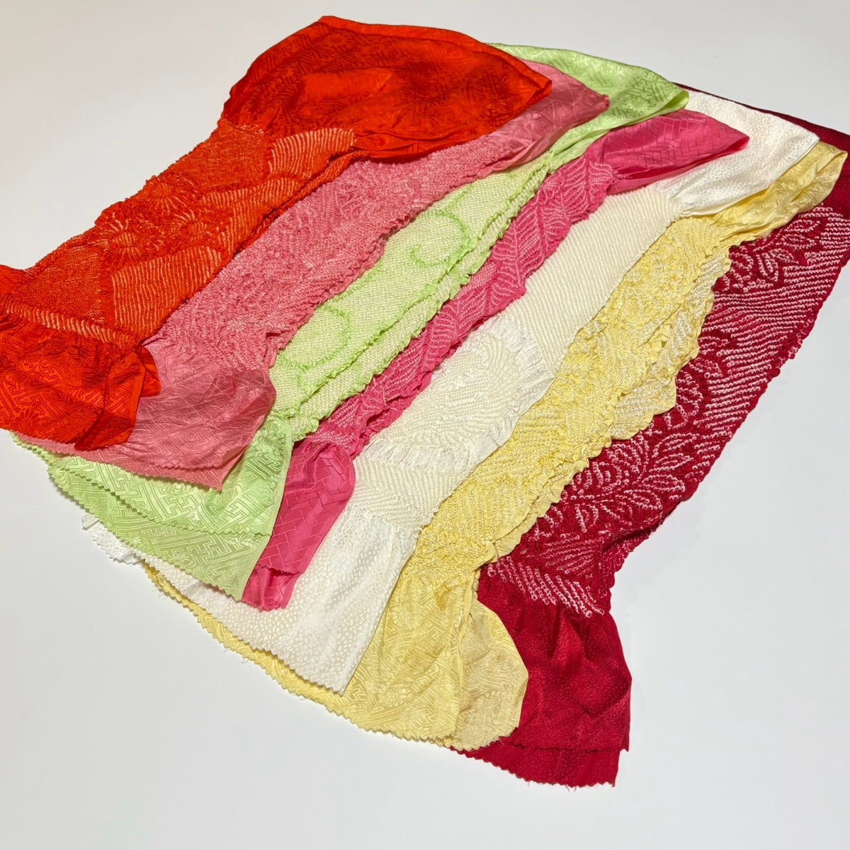 0263# Japanese Vintage Bundle 35pcs Set Bulk Obiage Kimono Silk Wholesale