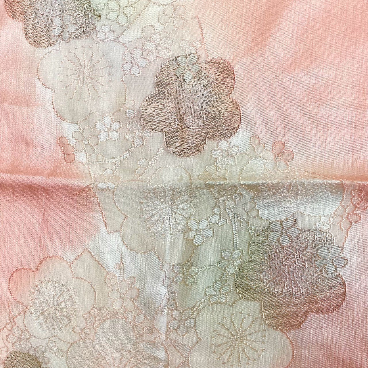 ［8588］帯締め 帯揚げ 梅花地紙文様 金糸 正絹 着物 帯絞め