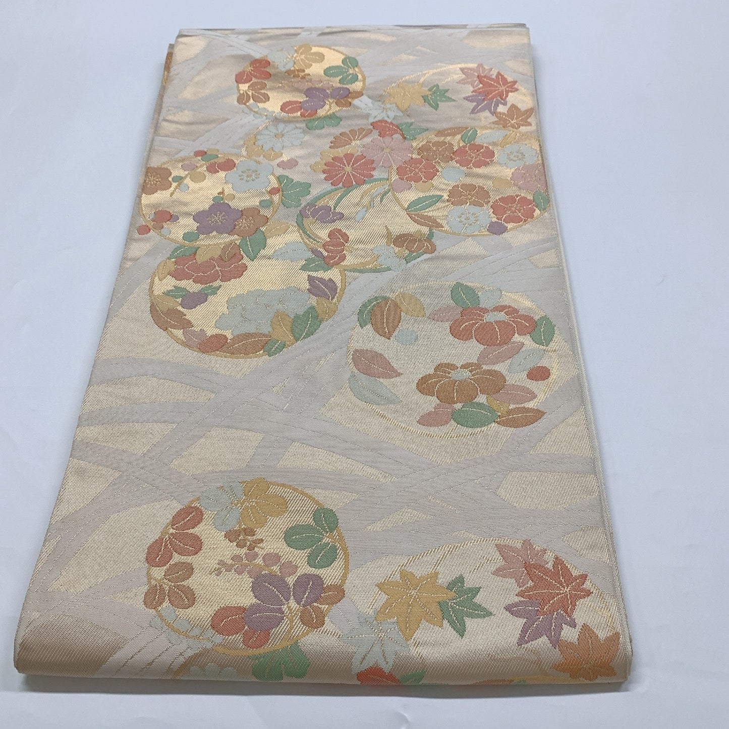 9009# Japanese Vintage Fukuro Obi Belt Kimono Fabric Silk Traditional