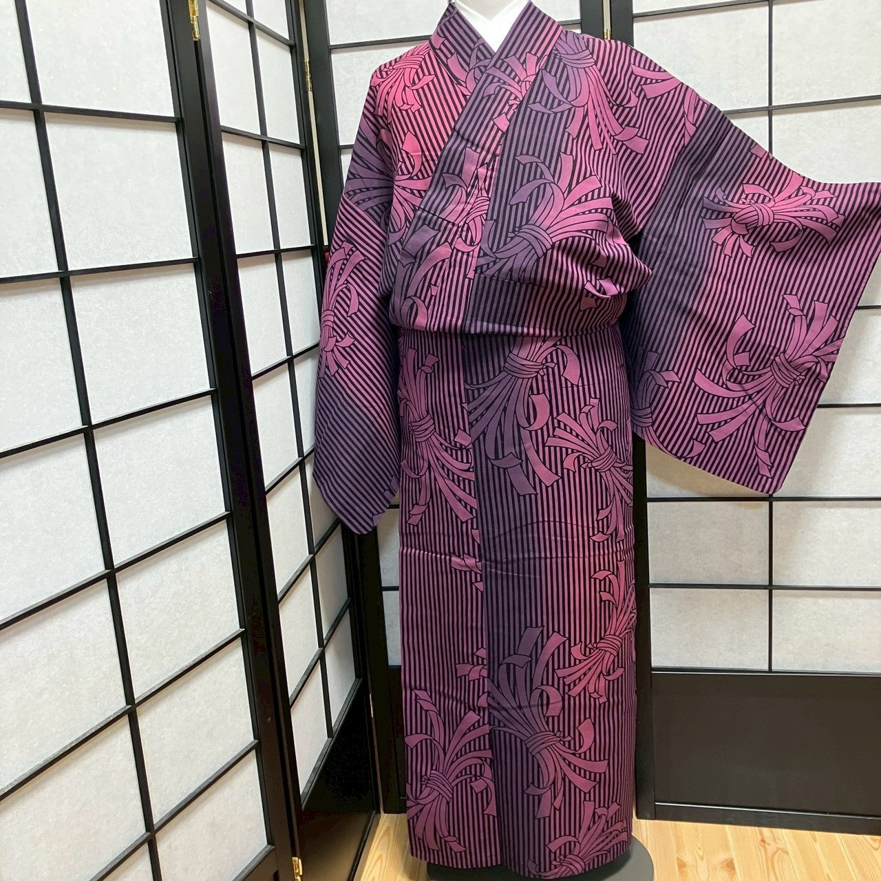 ［9435］浴衣 美品 束ね熨斗目 ぼかし ゆかた レディース リメイク 綿