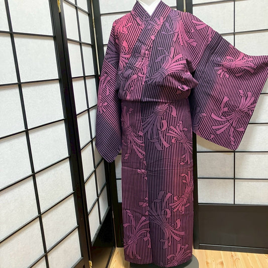 9435# Japanese Yukata Womens Vintage Fabric Cotton Robe Kimono Traditional