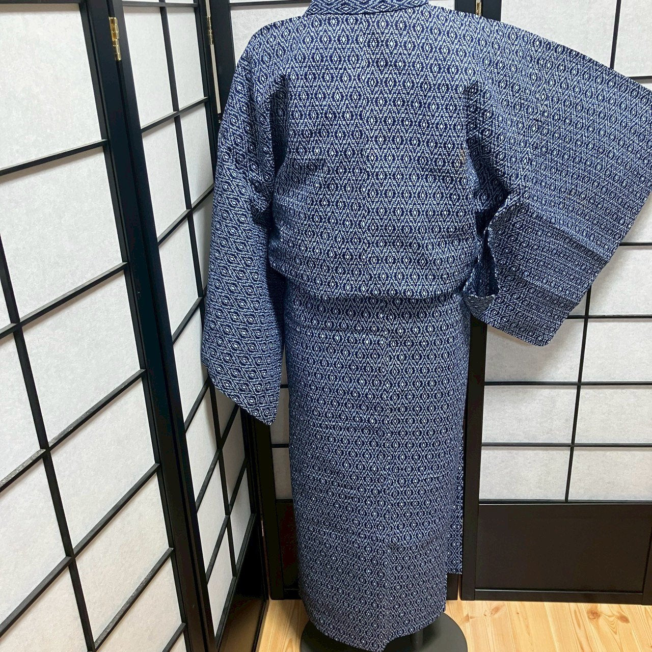 ［9134］浴衣 子持ち菱文様 絞り調 ゆかた レディース 綿 リメイク