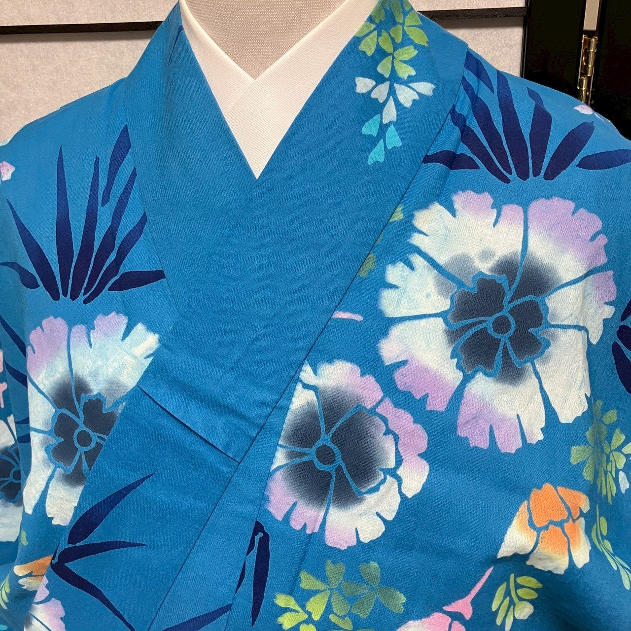 ［9124］浴衣 草花文様 レディース 綿 リメイク ゆかた