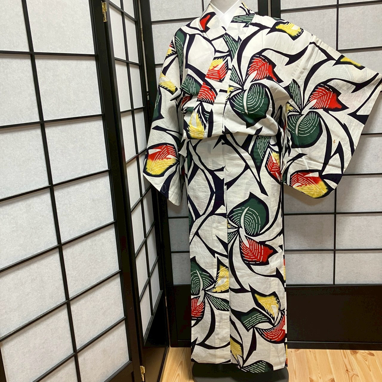 ［9081］浴衣 草花文様 綿 ゆかた レディース リメイク