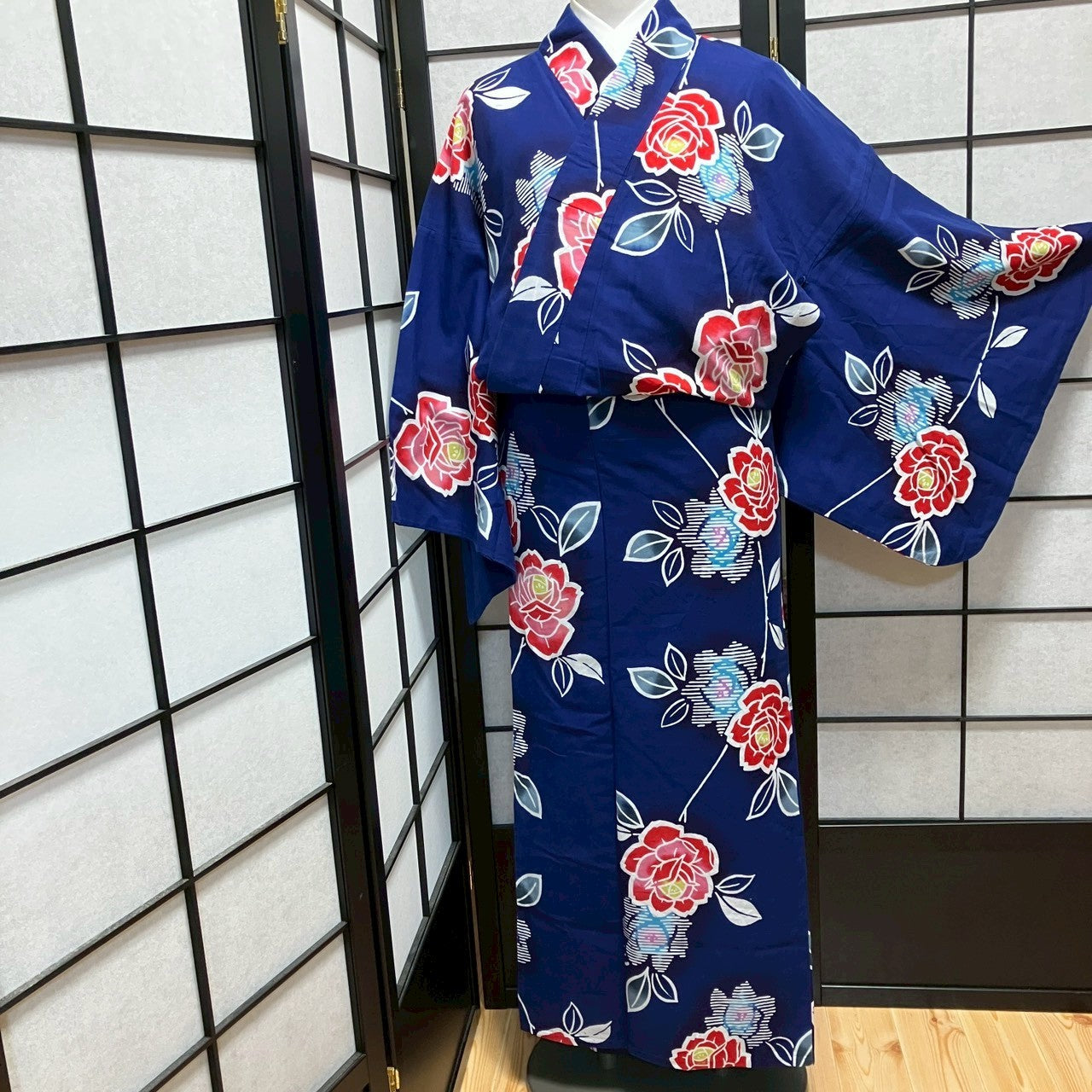 ［9167］浴衣 枝花文様 ゆかた レディース 綿 リメイク