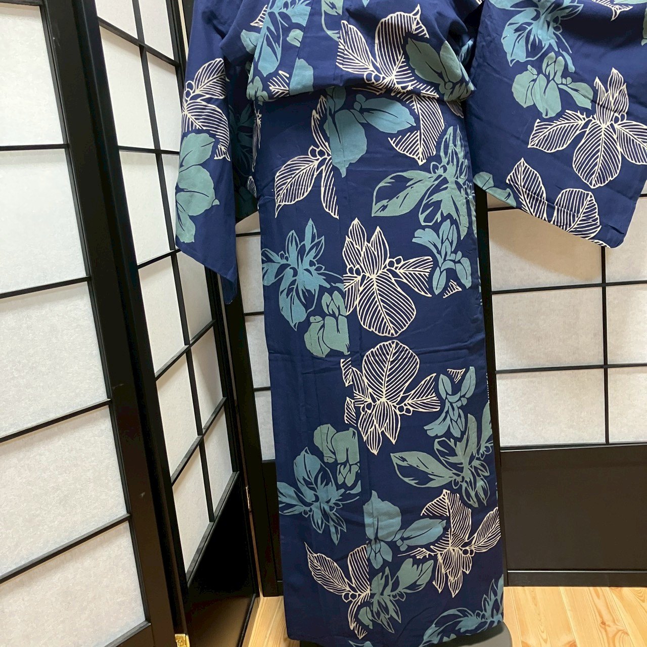 ［8778］浴衣 草花文様 綿 ゆかた レディース リメイク
