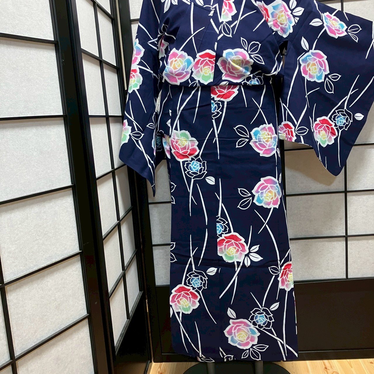 ［9496］浴衣 枝花文様 ぼかし ゆかた レディース 綿 リメイク