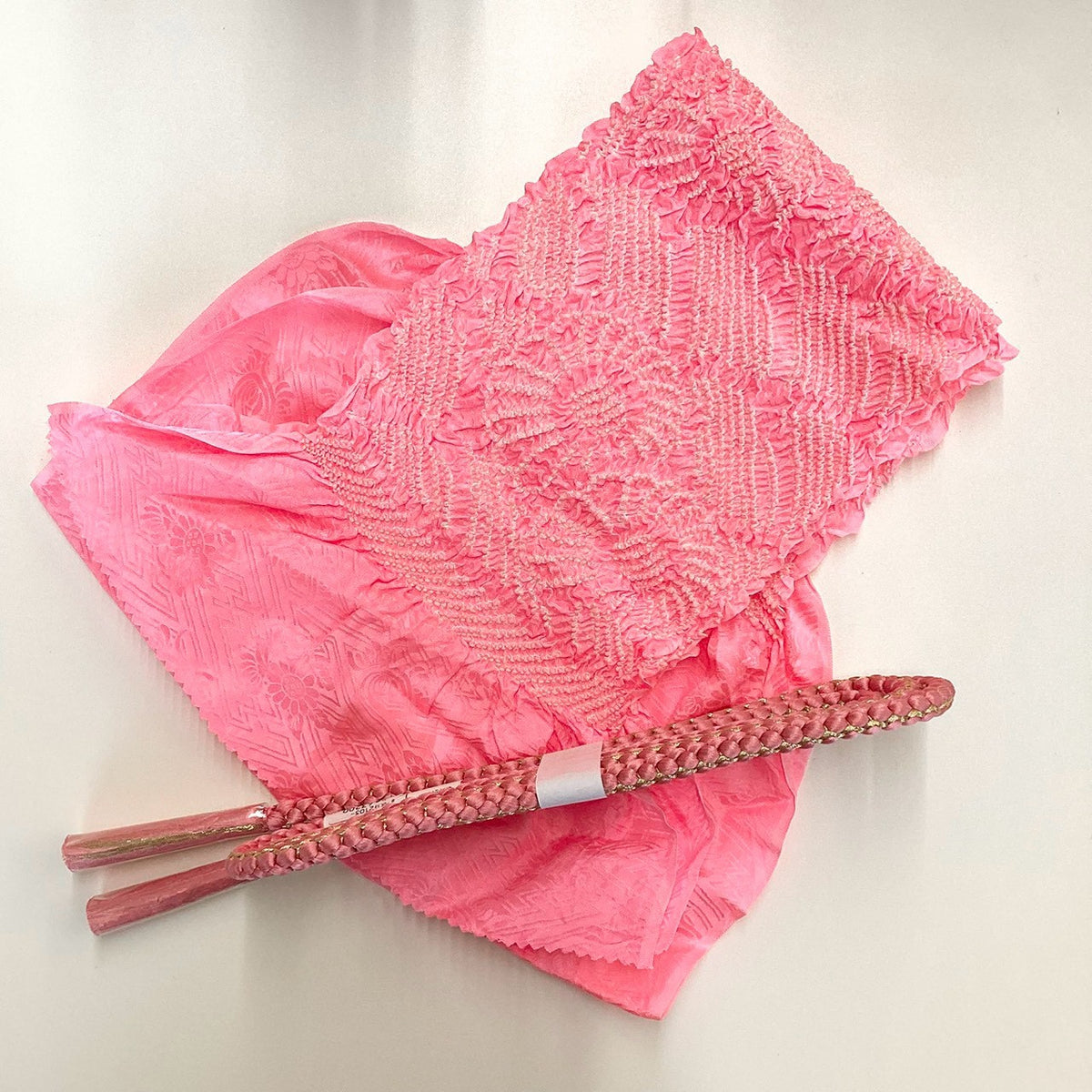 ［9715］帯締め 帯揚げ セット 草花文様 金糸 絞り 正絹 着物 帯絞め