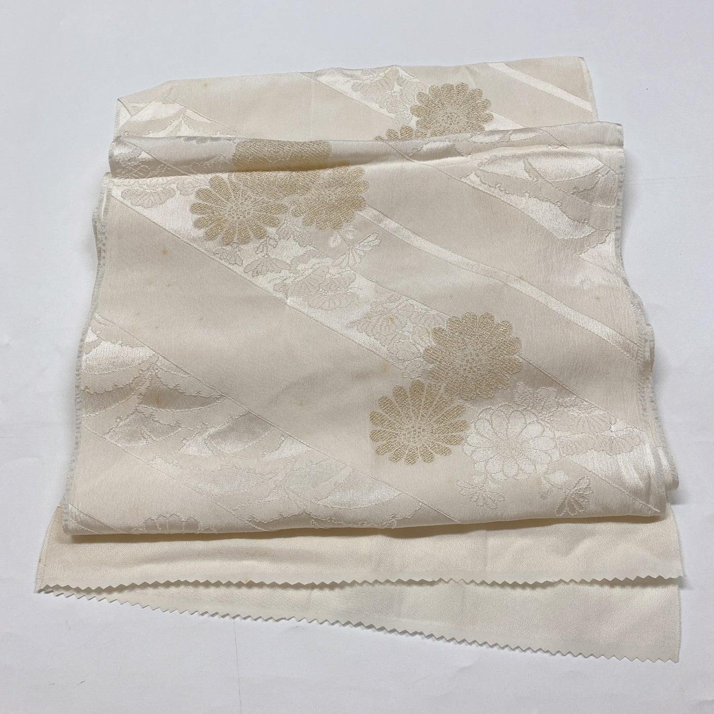 ［8602］帯締め 帯揚げ セット 露芝花文様 金糸 金銀糸 正絹 着物 帯絞め