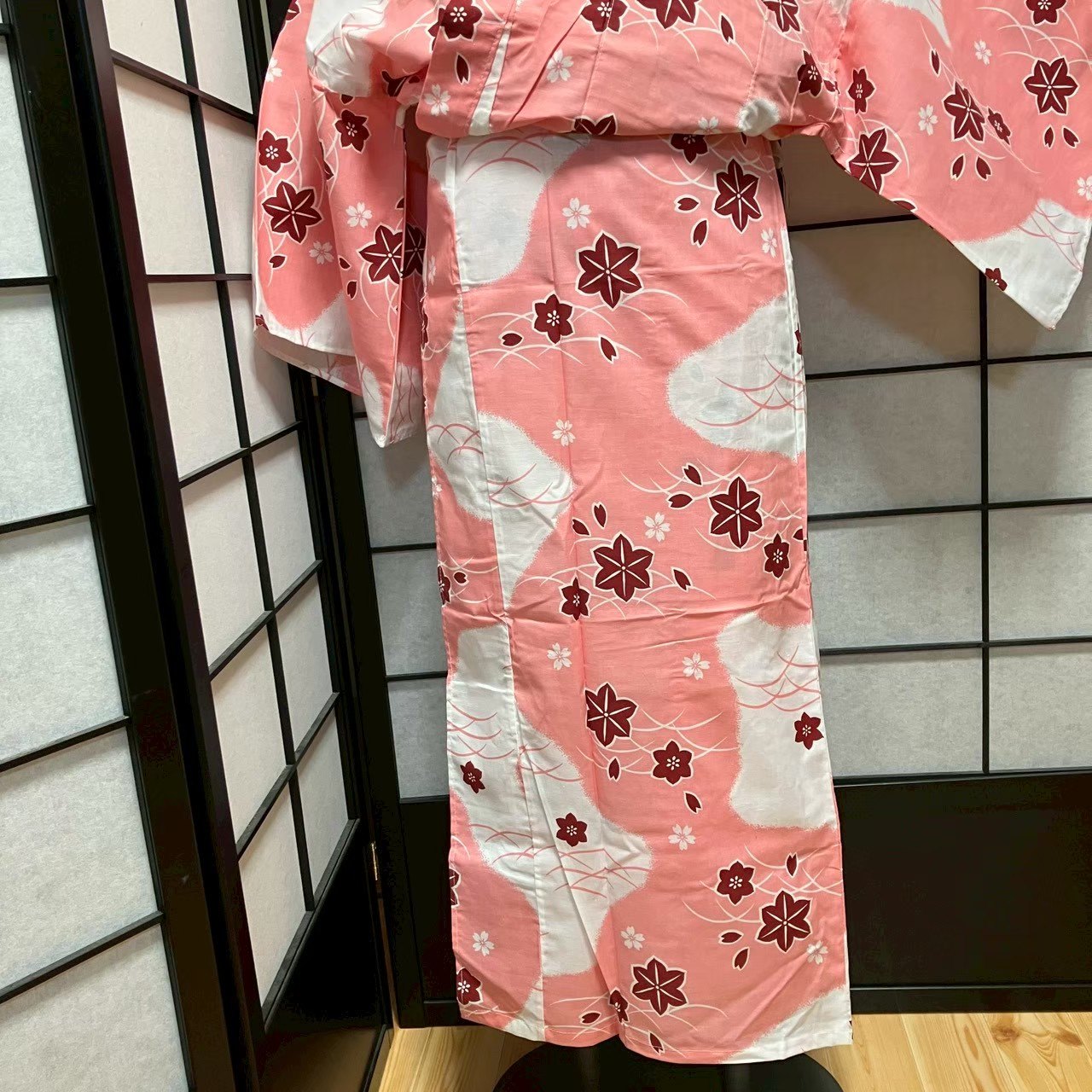 ［9073］浴衣 草花文様 ゆかた レディース 綿 リメイク