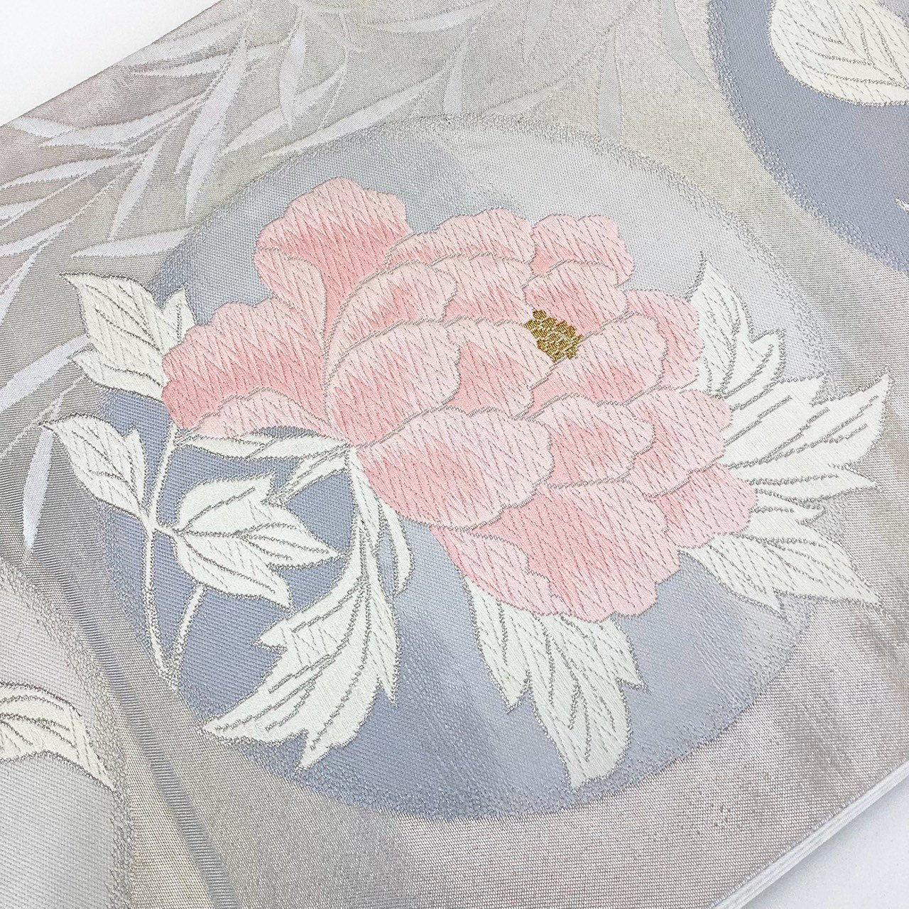 ［8910］袋帯 草花丸文 銀彩 六通 正絹 着物 フォーマル