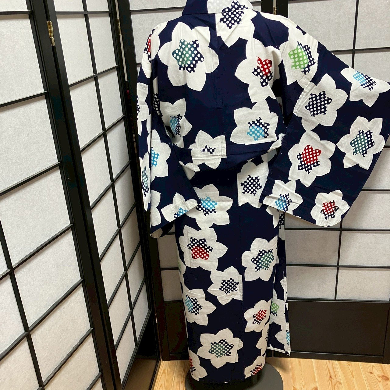 ［9458］浴衣 花吉祥文様 綿 リメイク ゆかた リメイク