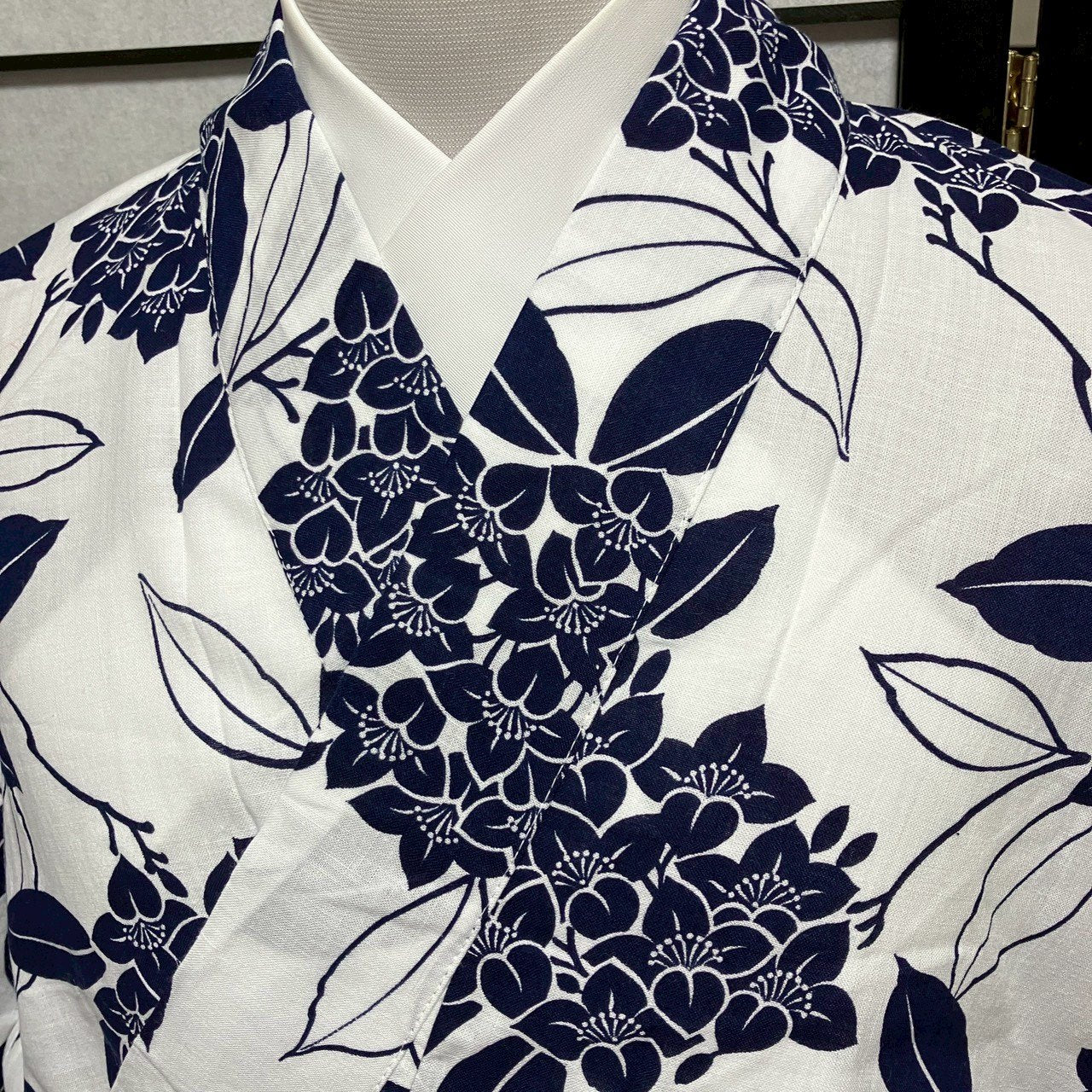 ［9083］浴衣 紫陽花 あじさい 白 綿 レディース ゆかた リメイク