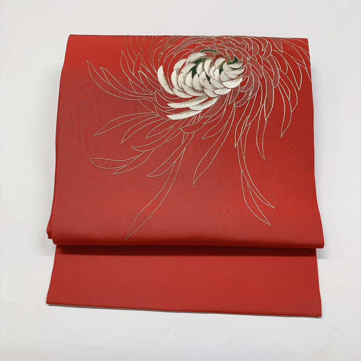 ［9356］名古屋帯 乱菊文様 駒刺繍 九寸 お太鼓柄 正絹 着物