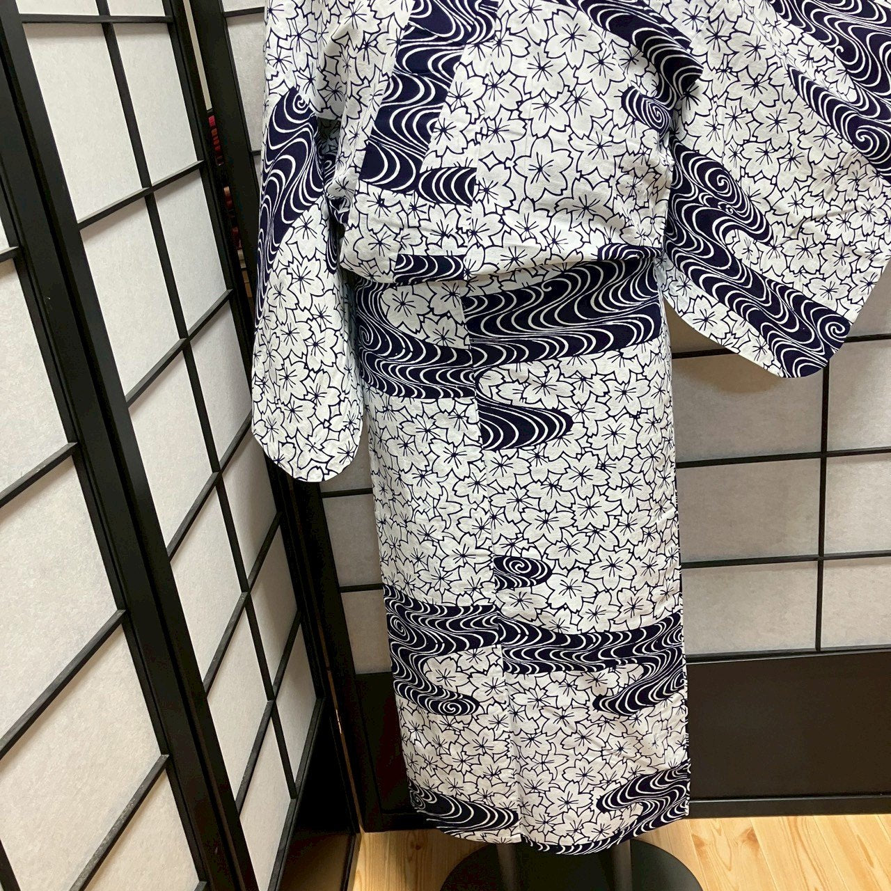 ［9432］浴衣 桜流水文様 ゆかた レディース リメイク 綿
