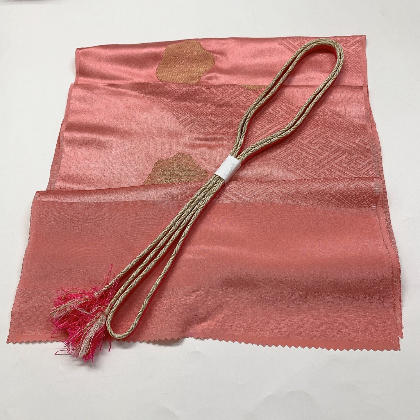 9027# Japanese Kimono Accessory Vintage Obiage and Obijime 2-piece Set Silk