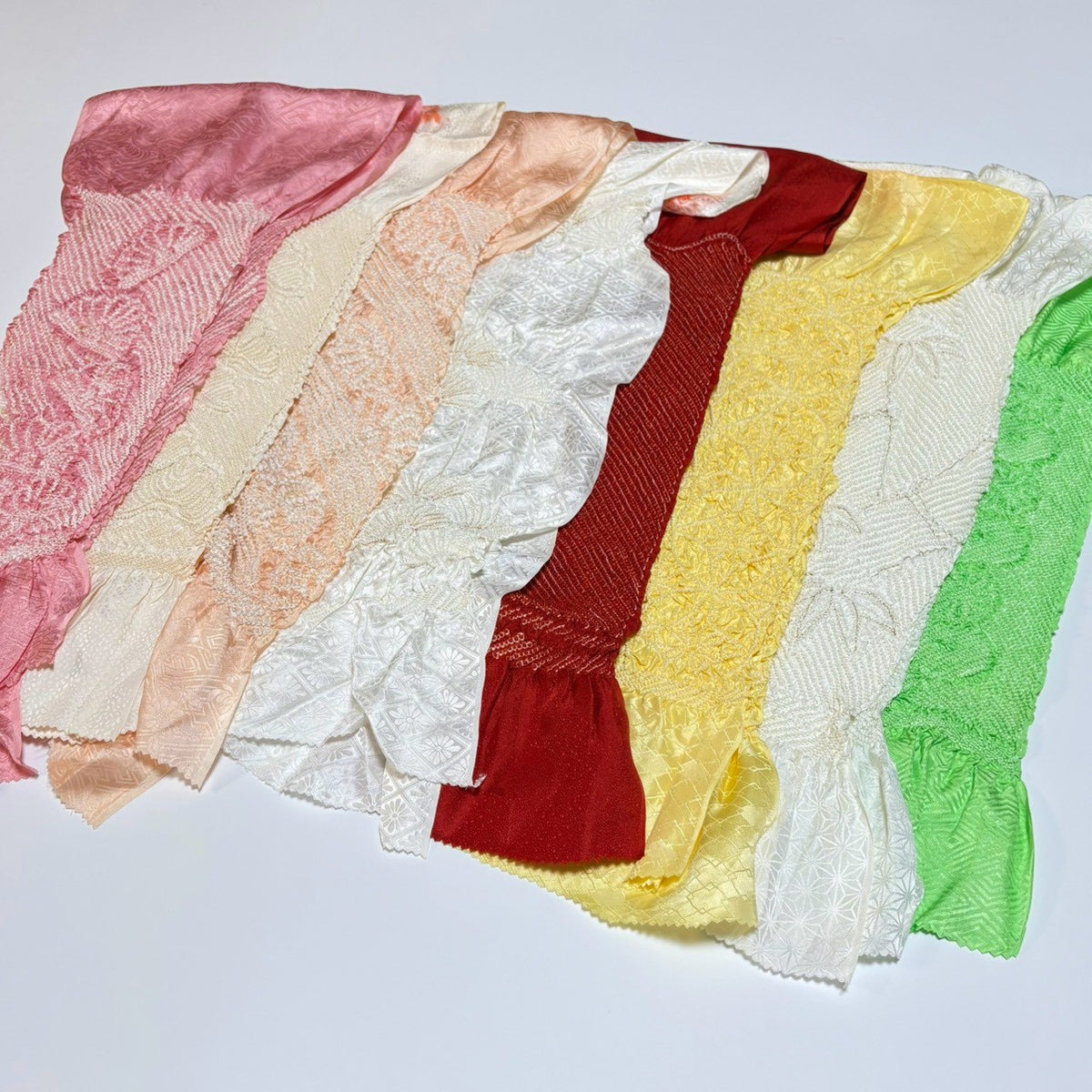 0262# Japanese Vintage Bundle 35pcs Set Bulk Obiage Kimono Silk Wholesale