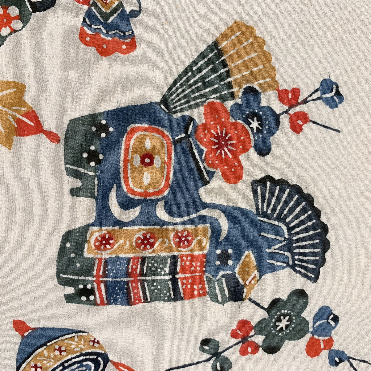 ［9384］名古屋帯 型染 縮緬 九寸 正絹 着物