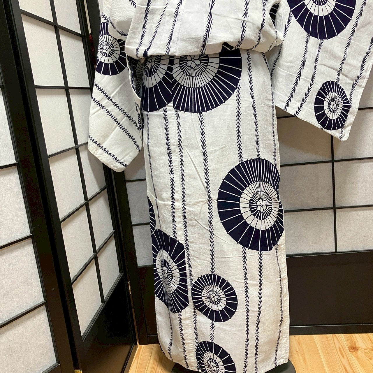 8757# Japanese Yukata Womens Vintage Fabric Cotton Robe Kimono Traditional
