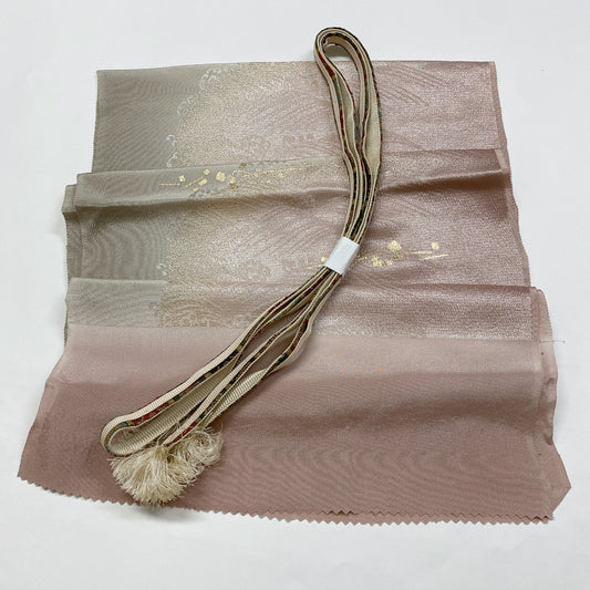 8593# Japanese Kimono Accessory Vintage Obiage and Obijime 2-piece Set Silk