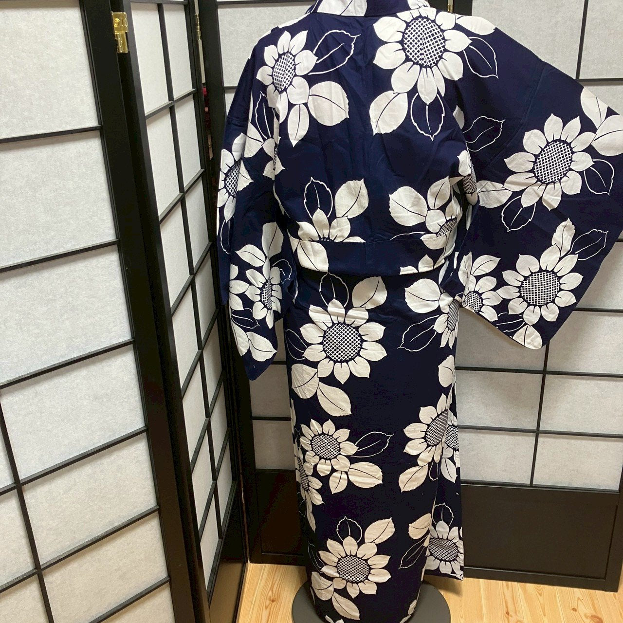 ［8785］浴衣 向日葵 ひまわり 草花文様 綿 ゆかた レディース リメイク