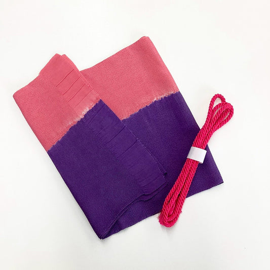 8559# Japanese Kimono Accessory Vintage Obiage and Obijime 2-piece Set Silk