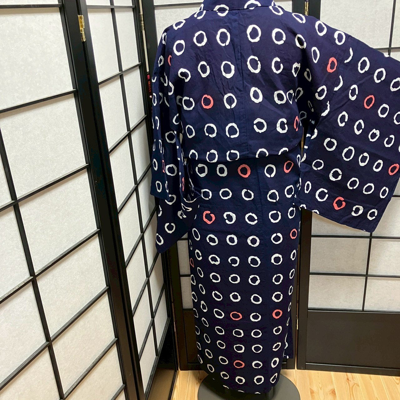 ［9425］浴衣 丸文様 ゆかた レディース リメイク 綿
