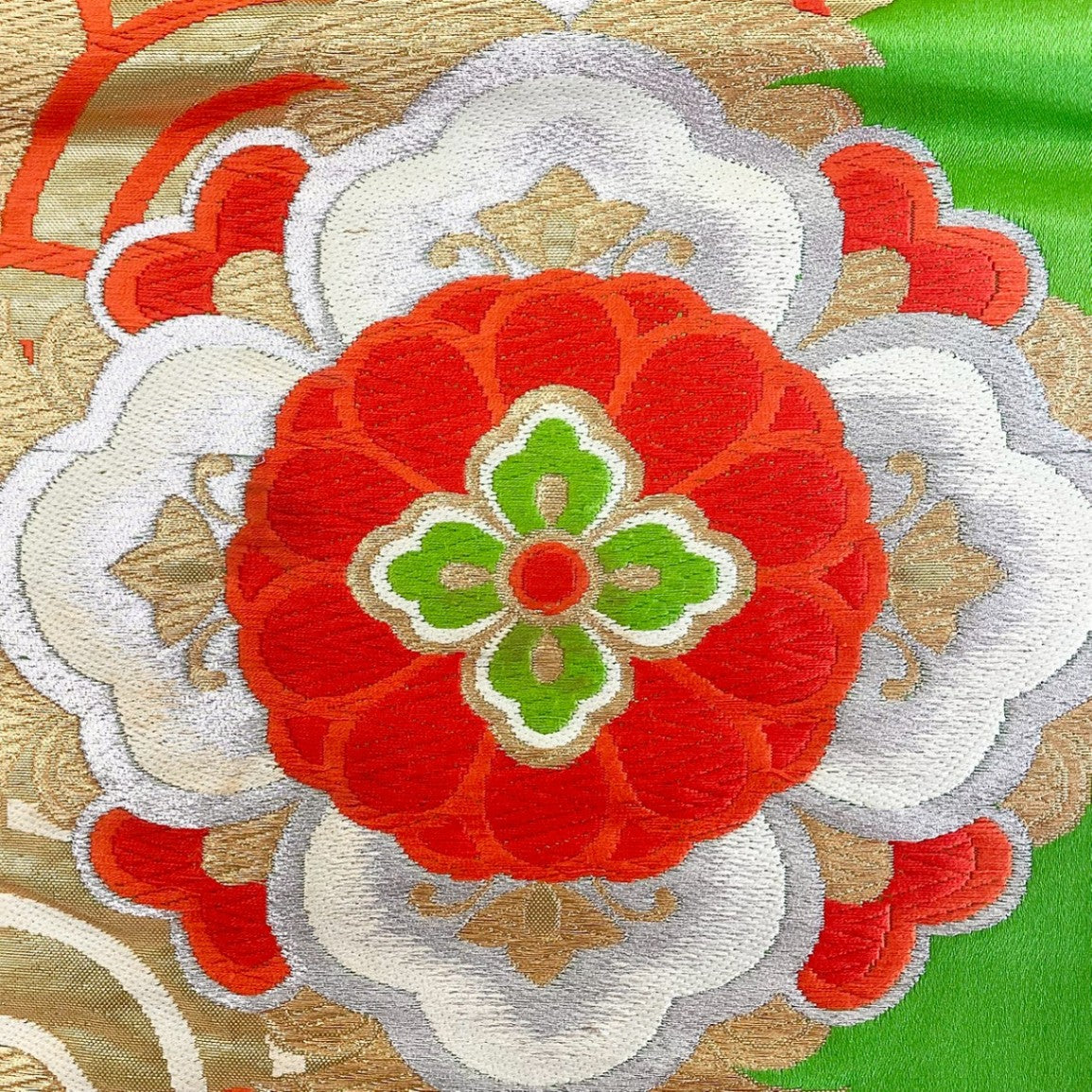 ［8841］袋帯 花菱青海波 金銀糸 六通 正絹 着物 フォーマル