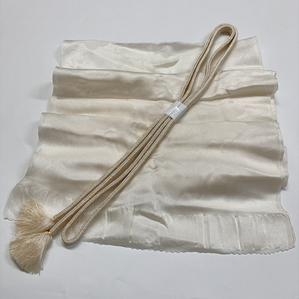 ［9799］帯締め 帯揚げ セット 雲取文様 白 正絹 着物 帯絞め