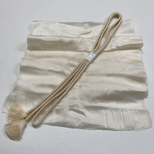［9799］帯締め 帯揚げ セット 雲取文様 白 正絹 着物 帯絞め