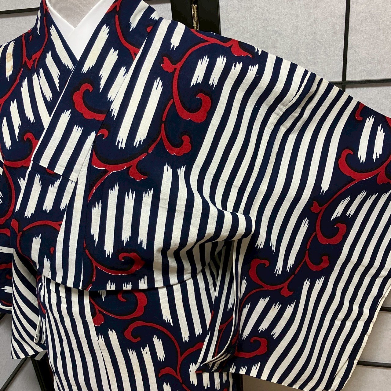 8751# Japanese Yukata Womens Vintage Fabric Cotton Robe Kimono Traditional