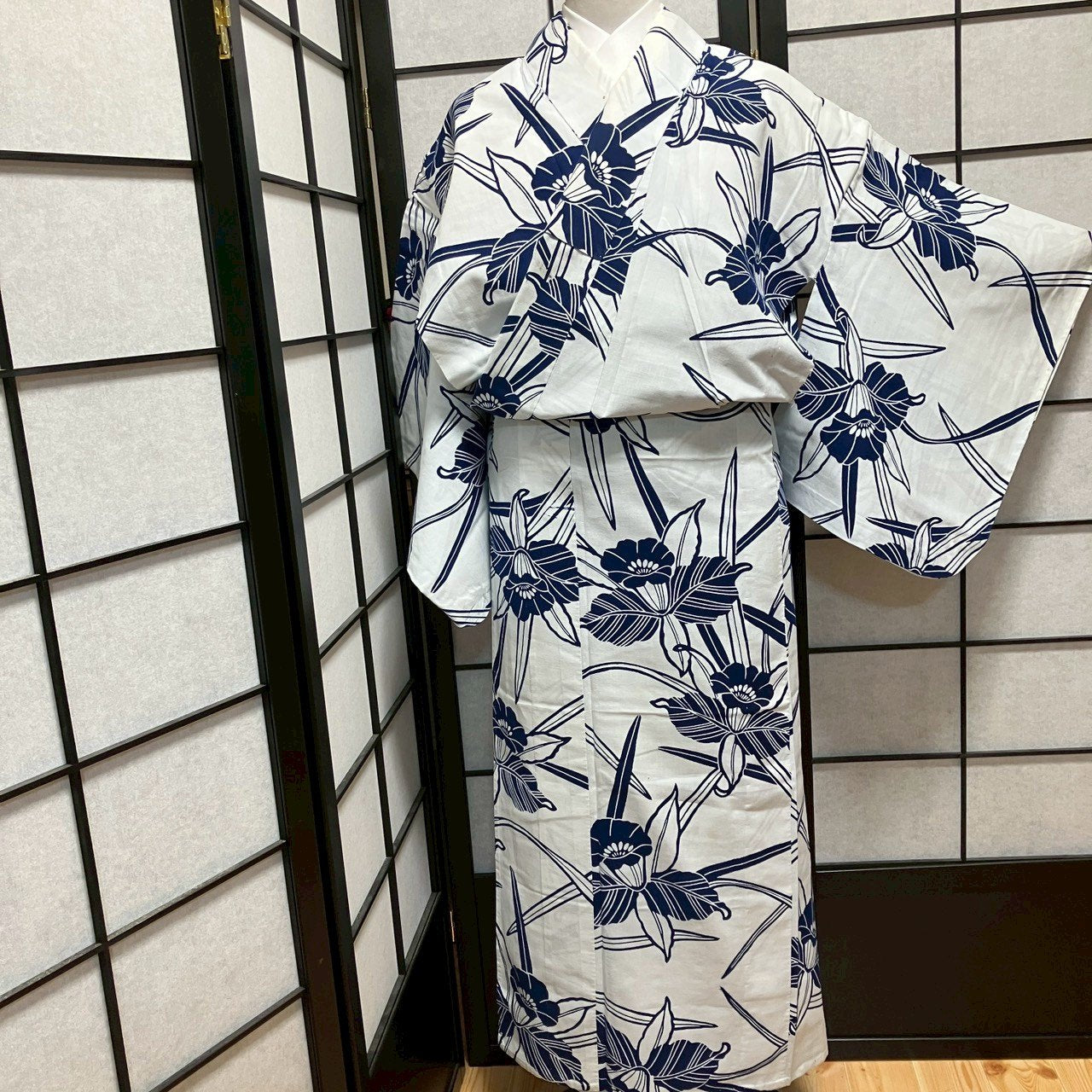 ［9106］浴衣 草花文様 ゆかた レディース 綿 リメイク
