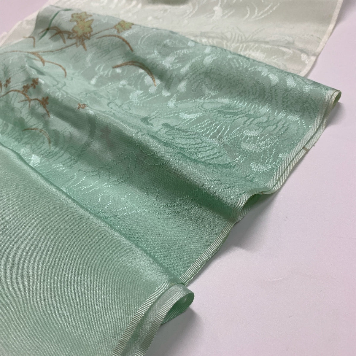 ［9838］帯締め 帯揚げ セット 草花文様 金彩 正絹 着物 帯絞め