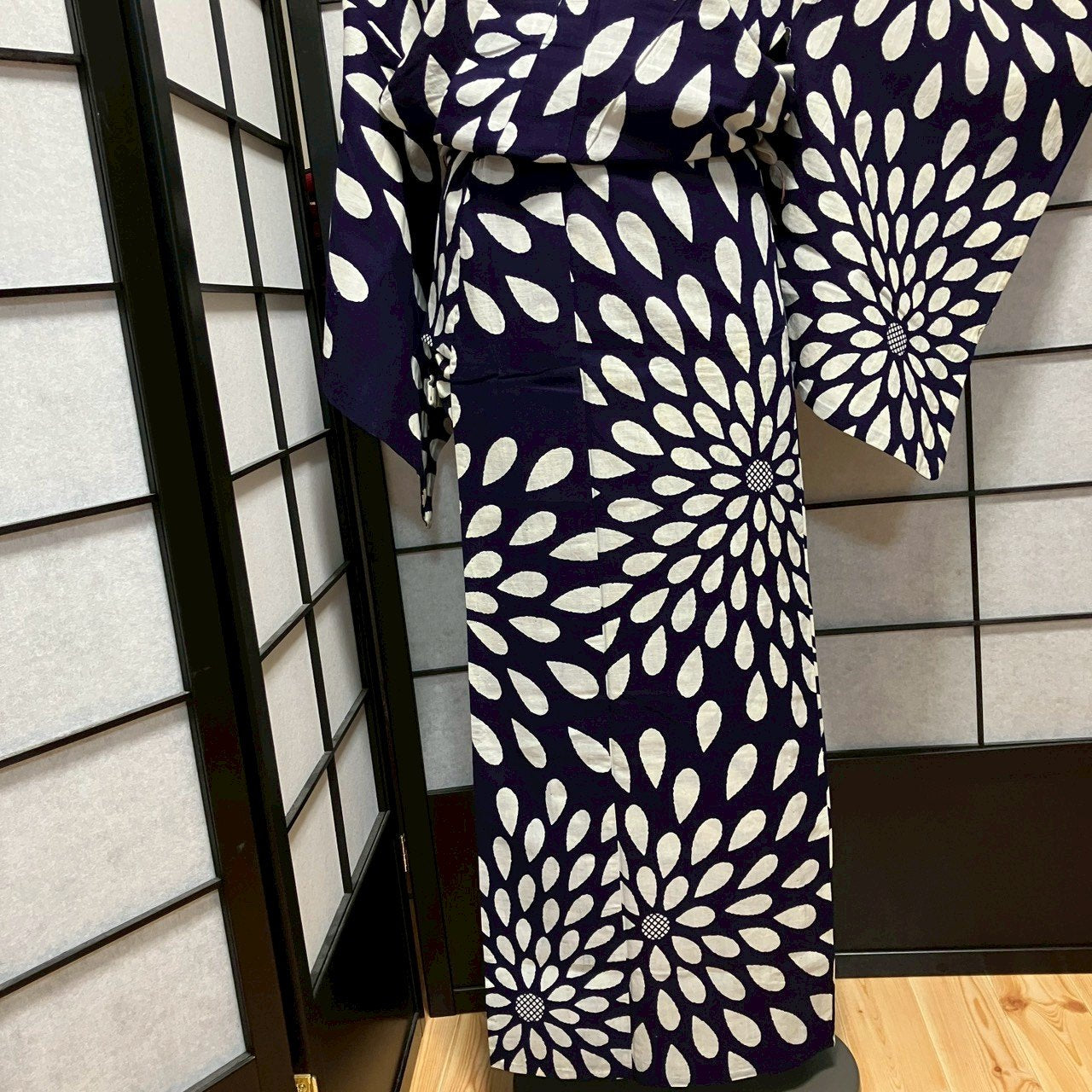 ［9065］浴衣 菊花文様 綿 ゆかた レディース リメイク
