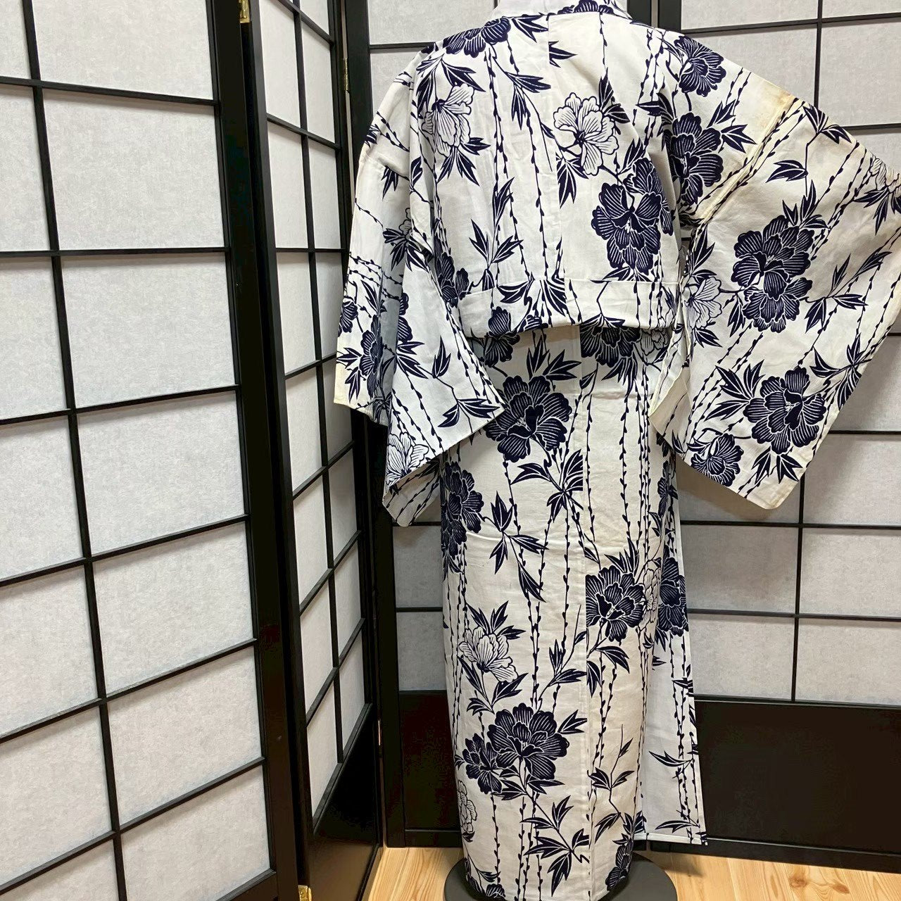［9078］浴衣 枝花文様 ゆかた レディース リメイク 綿