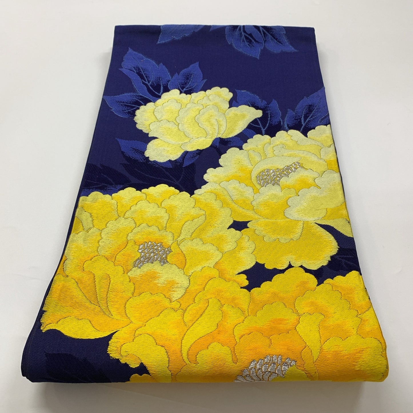 ［8917］袋帯 牡丹文様 銀糸 刺繍 六通 正絹 着物 フォーマル