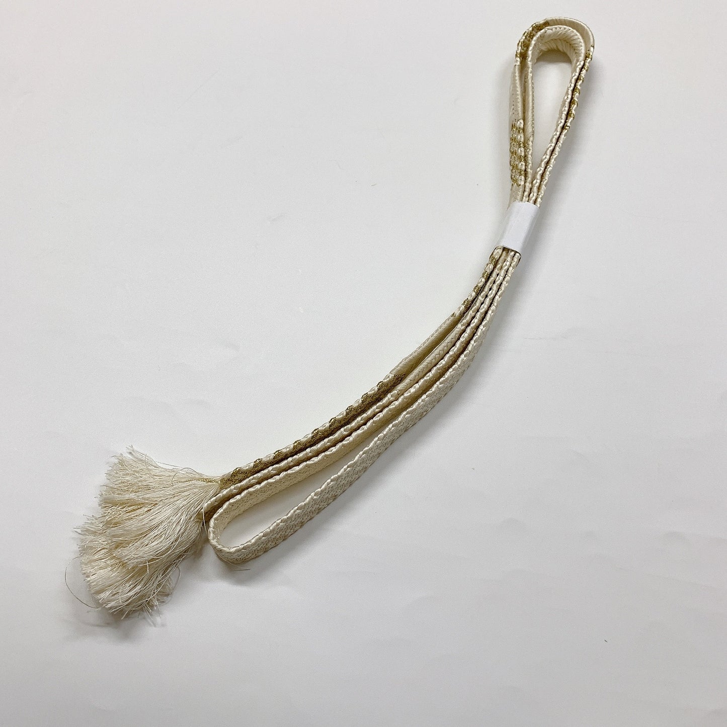 ［8427］帯締め 帯揚げ セット 舞鶴霞文様 金彩 正絹 着物 帯絞め 白