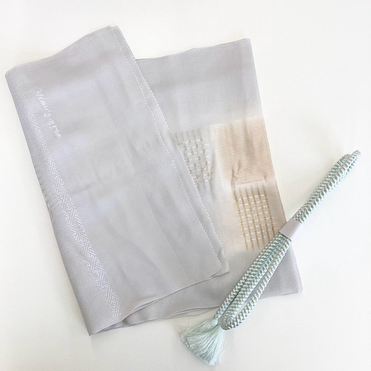 ［9229］帯締め 帯揚げ セット 丹後ちりめん 格子 金糸 逸品 正絹 着物 帯絞め