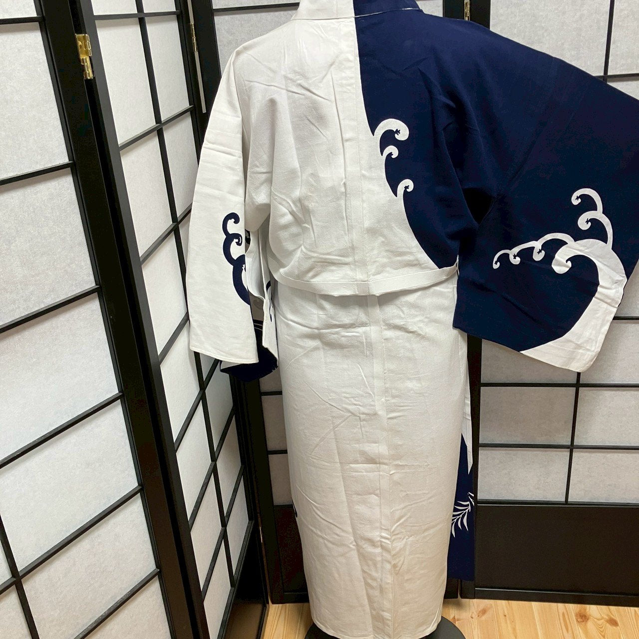 ［9100］浴衣 立波文字 ゆかた レディース 綿 リメイク
