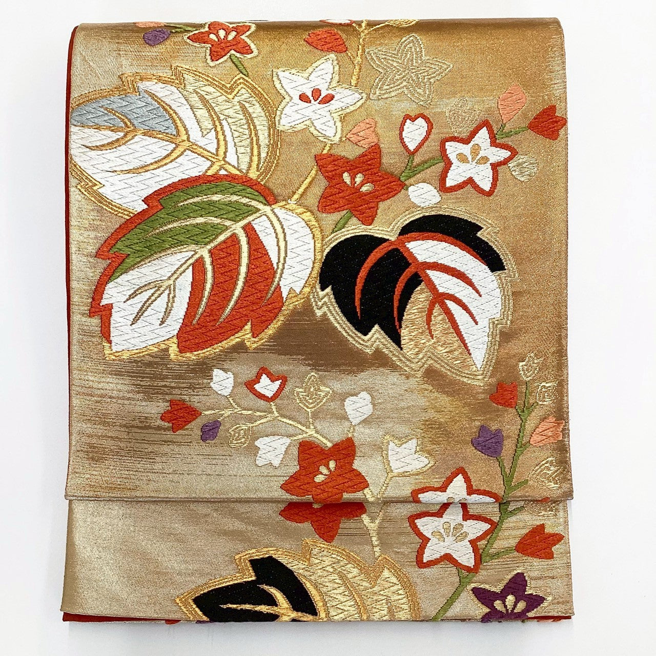 ［8811］袋帯 桐花文様 刺繍 金糸 六通 正絹 着物 フォーマル