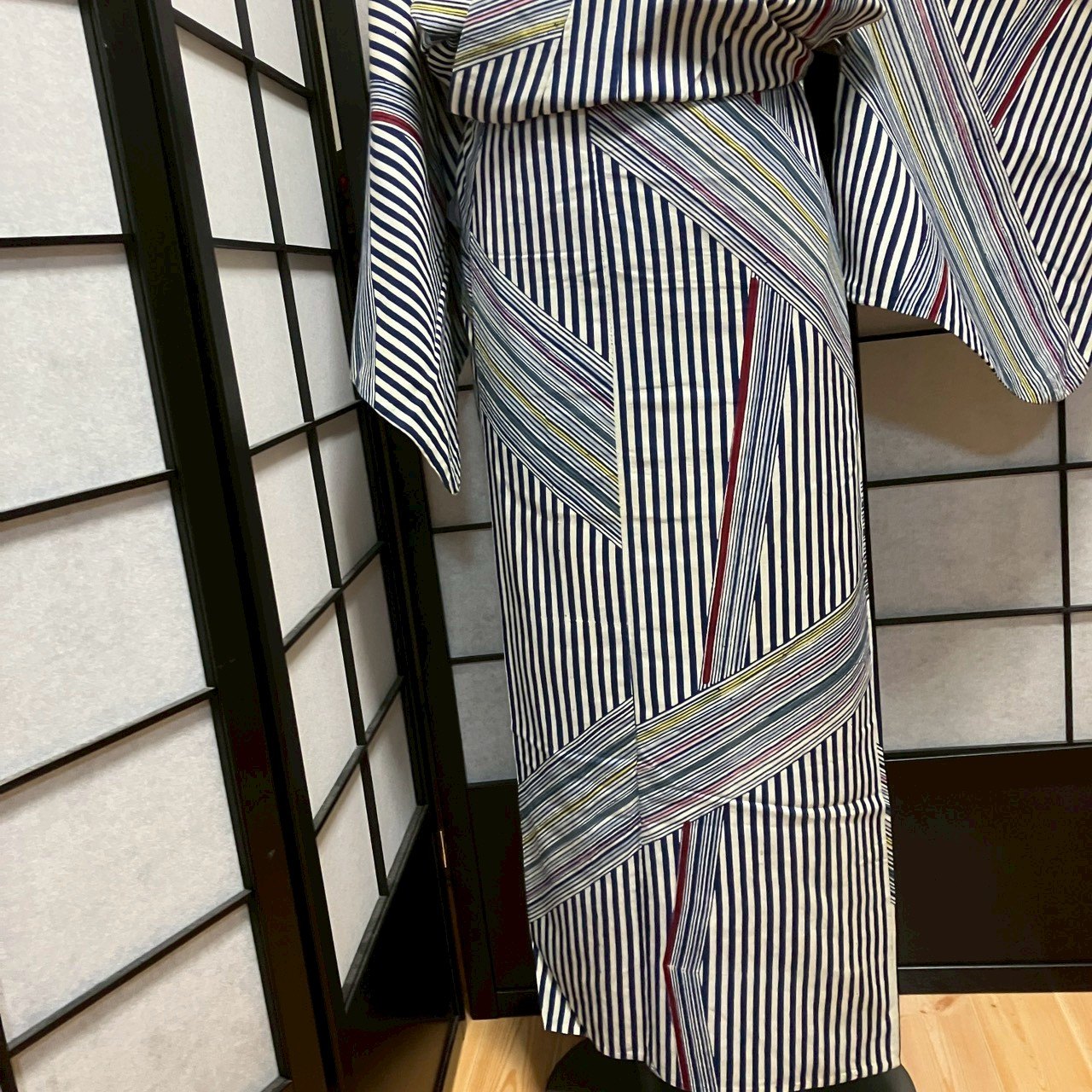 ［9086］浴衣 変わり縞文様 綿 ゆかた レディース リメイク